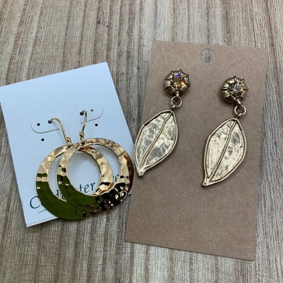 Coldwater Creek Bundle Gold Tone Dangling Earrings - Picture 1 of 5